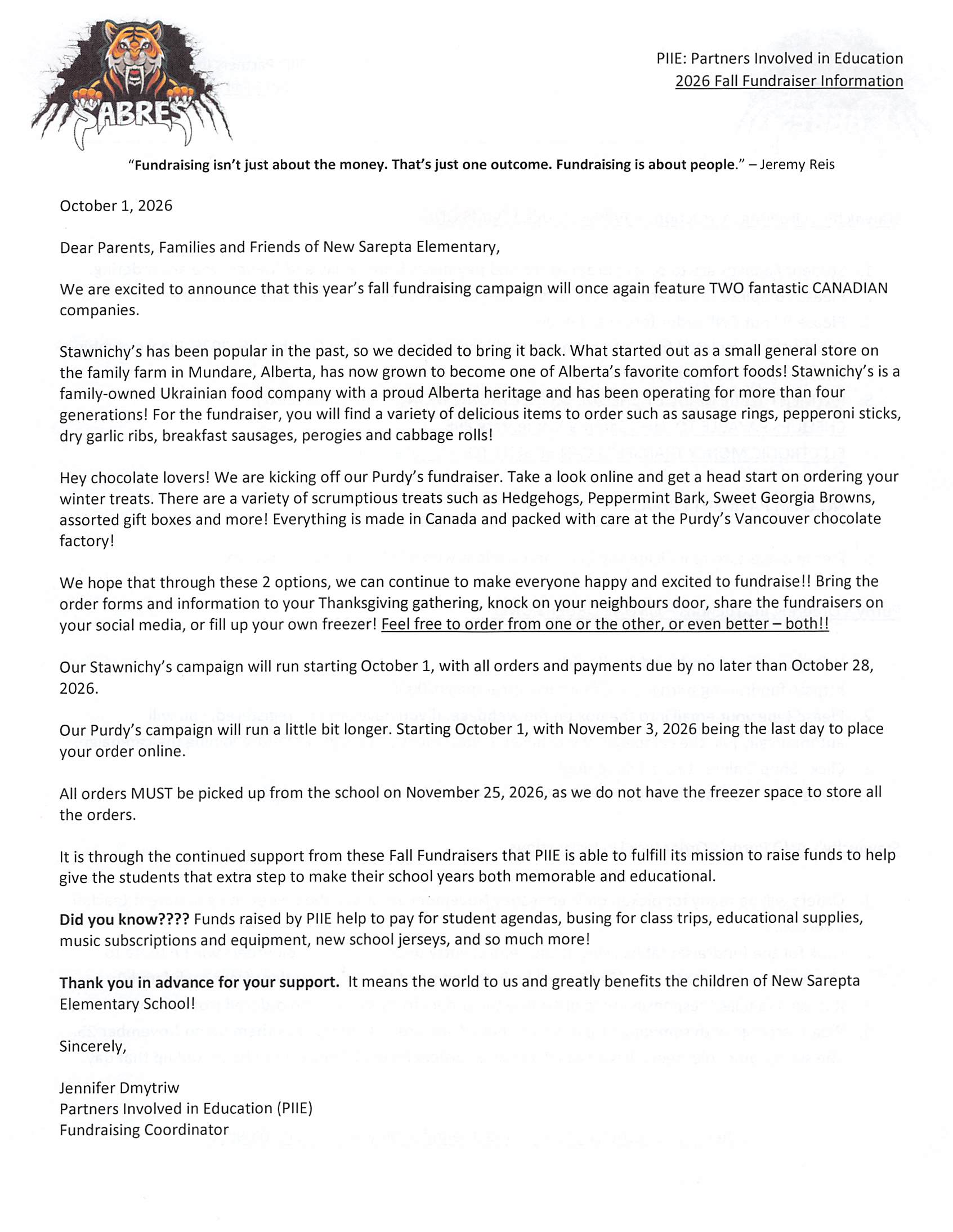 NSES Fall Fundraising Package 2026 Page 1