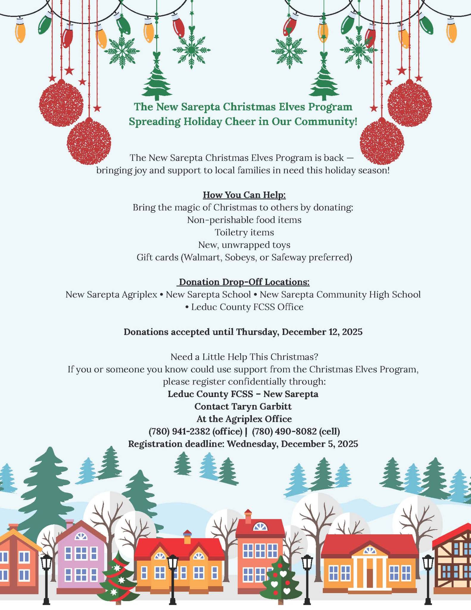 New Sarepta Christmas Elves handouts for Schools