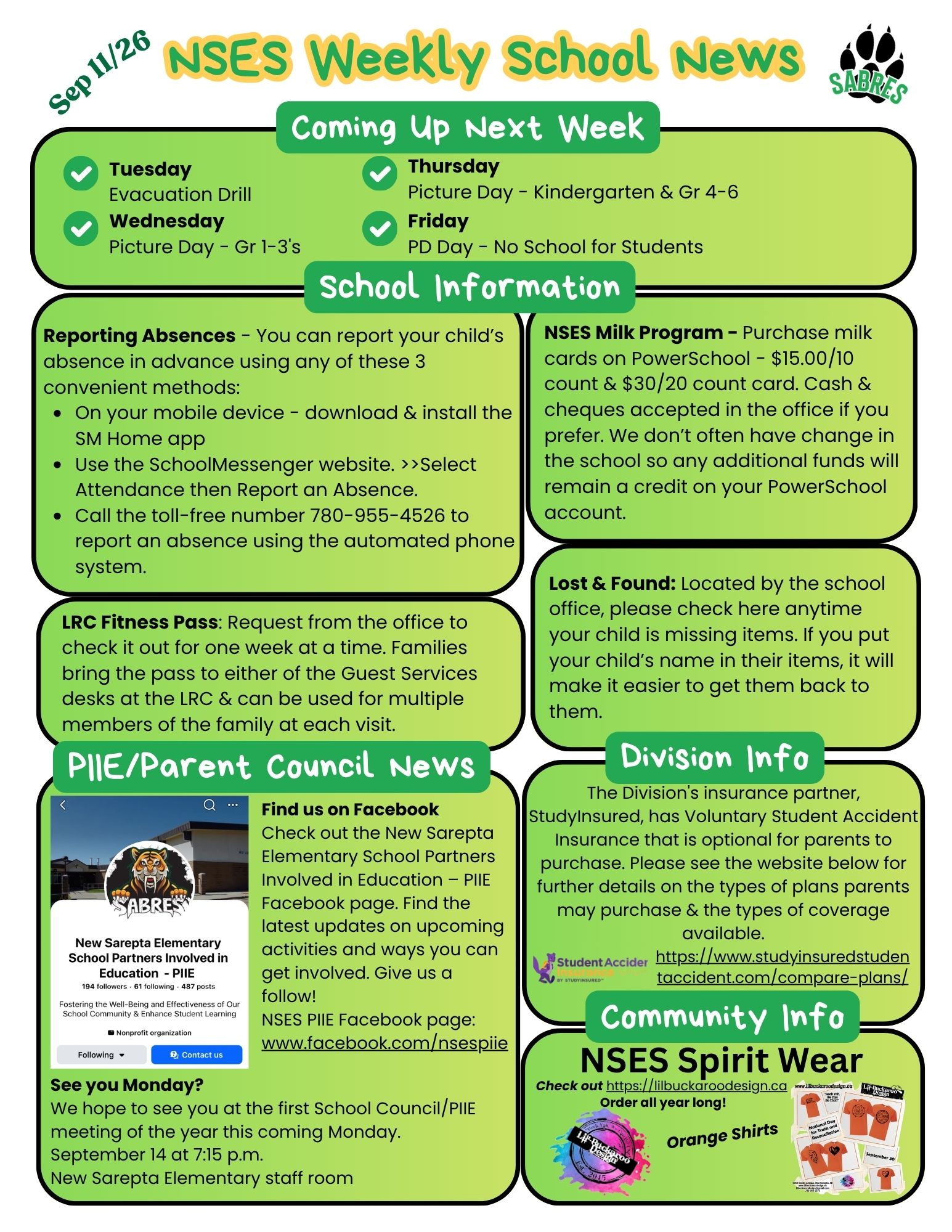 NSES Weekly School News Sep 11 2026 pg1